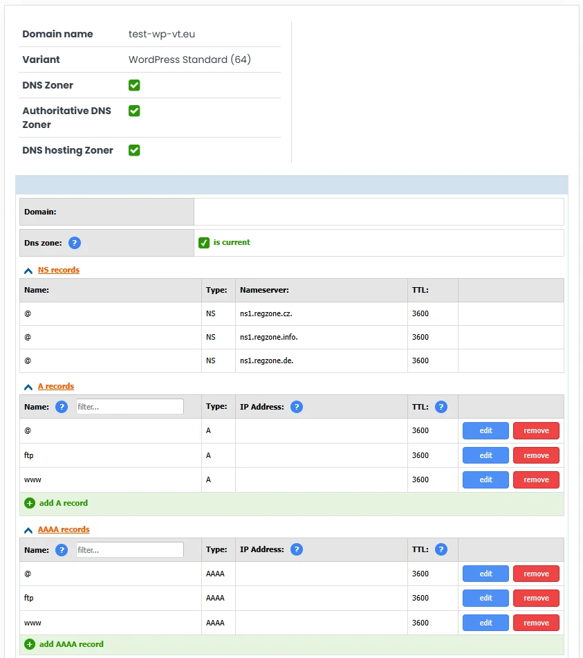 Neue DNS-Benutzeroberfläche auf RegZone